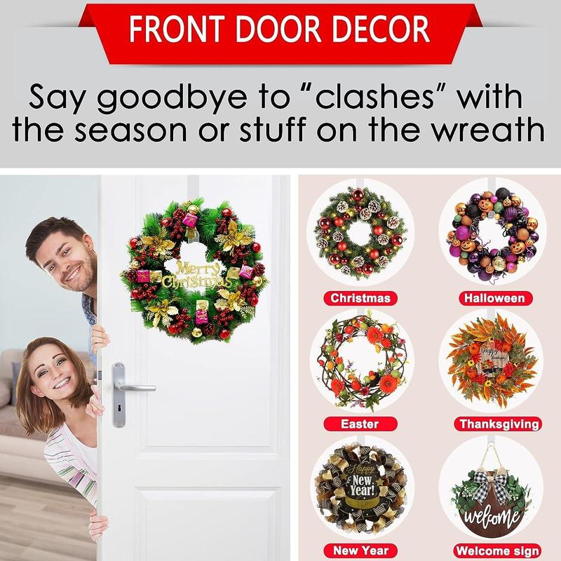 Front Door Wreath Hanger without Wreath, Clear Durable Bendable Wreath Storage Display Door Hook, Home Organizer for Indoor and Outdoor