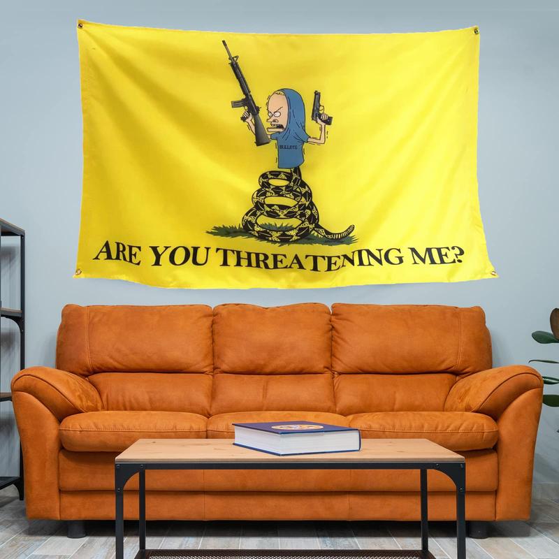 ARE YOU THREATENING ME? Polyester 3*5FT Interesting Banner Banner For Room College Decor Room Backdrop Poster Fashion Art Home Decor