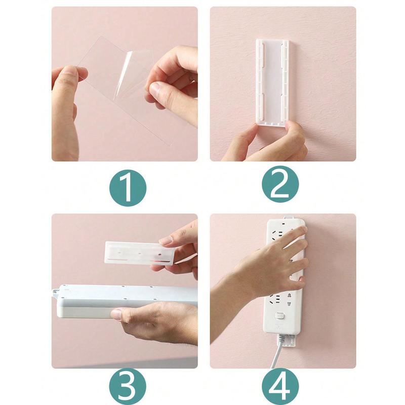 Wall Mounted Plug Holder, Punch Free Self Adhesive Wall Mounted Plug Holder, Home Organizer for Kitchen Living Room