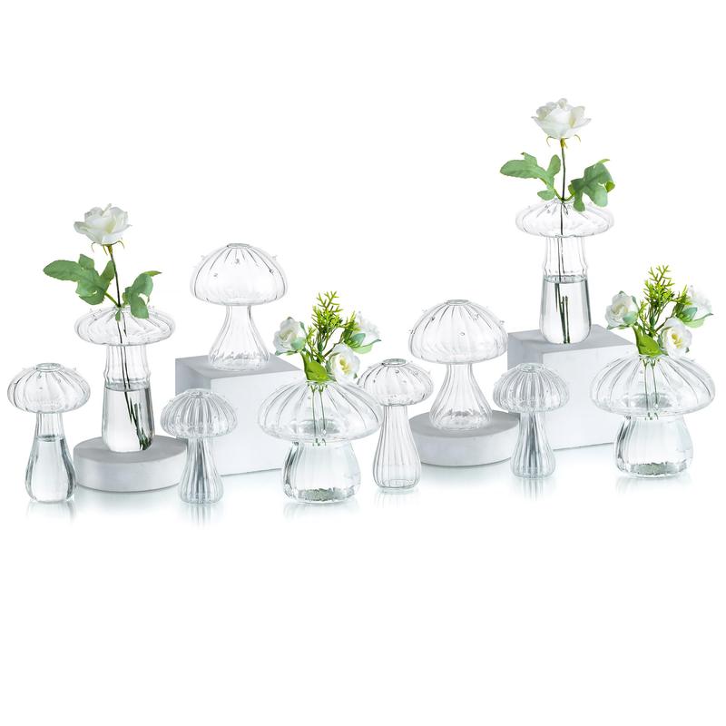 Mushroom Propagation Vase,   Small Glass Vases for Flowers,Aesthetic  Cute Vase Decor, Hydroponic Bud Vase for Bedroom Bathroom Kitchen mini vase