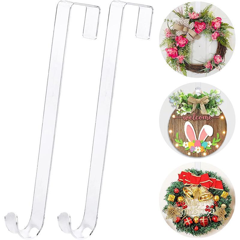 Front Door Wreath Hanger without Wreath, Clear Durable Bendable Wreath Storage Display Door Hook, Home Organizer for Indoor and Outdoor