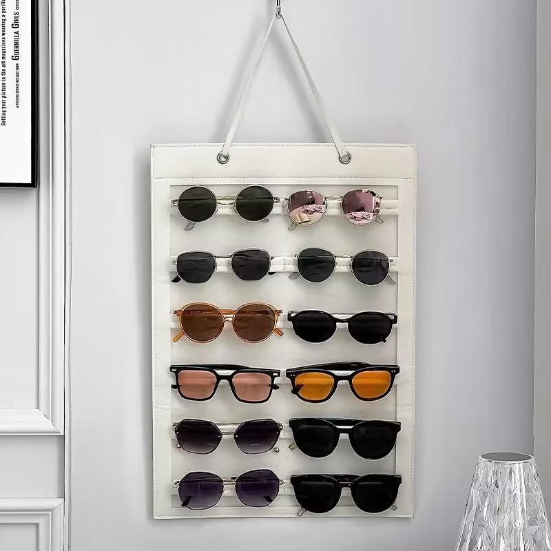 12-slot Sunglasses Storage Bag, Dust-proof Glasses Storage Tool, Sunglasses Hanging Storage Bag, Multifunctional Storage Bag Rack