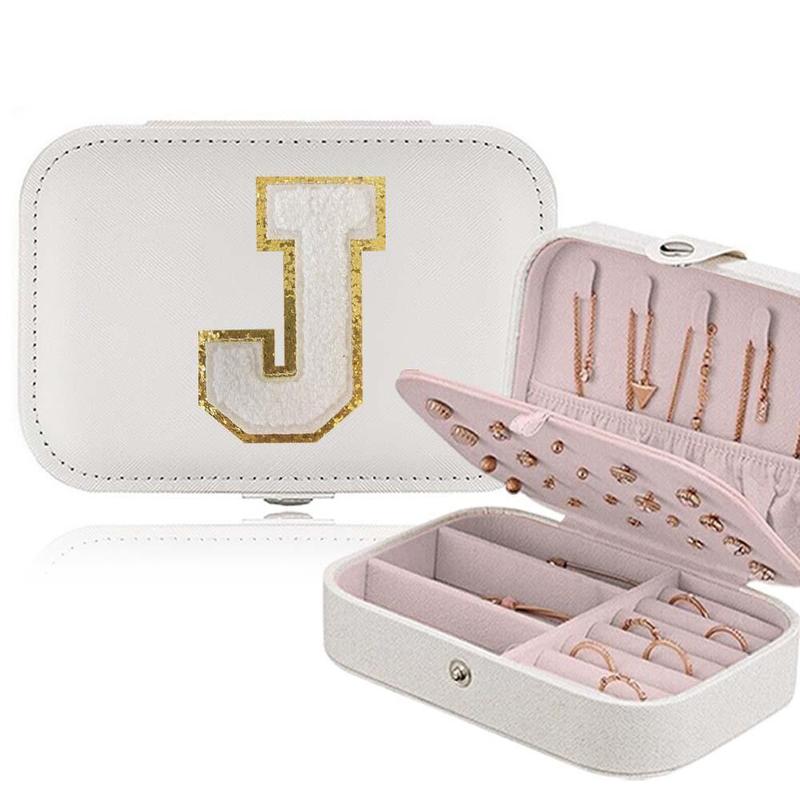 Letter Pattern Jewelry Storage Box, 1 Count Portable Jewelry Organizer with Lid, Multipurpose Organizer for Desk, Office, Bedroom, and Bathroom