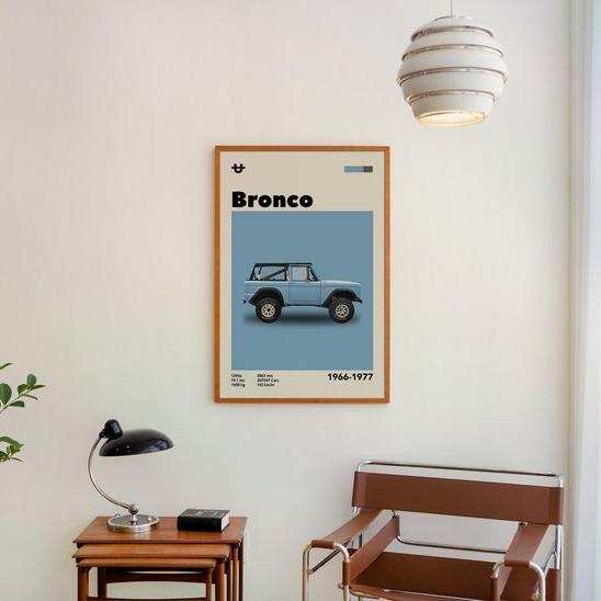 Mid-Century Ford Bronco Poster, Ford Wall Art, Car Poster, Printable Poster, Men Room Decor, Home Office Art, Boys Room Decor, Room Decor, Super Car Posters, Room Decor, Home Decor, Unframe Poster, Wall Art, Gift For Him