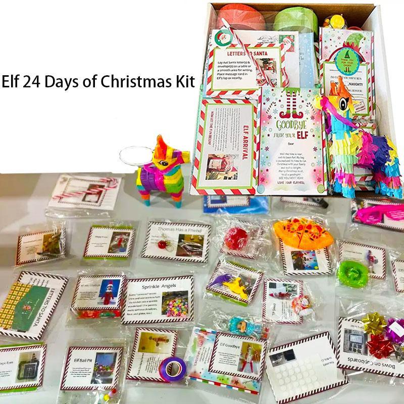 24 Days Of Christmas Elf Kit, 1 Box Fun Elf Activities Props, Christmas Elf Kits, Elf Kits Best Christmas Countdown Gift for Friends and Family