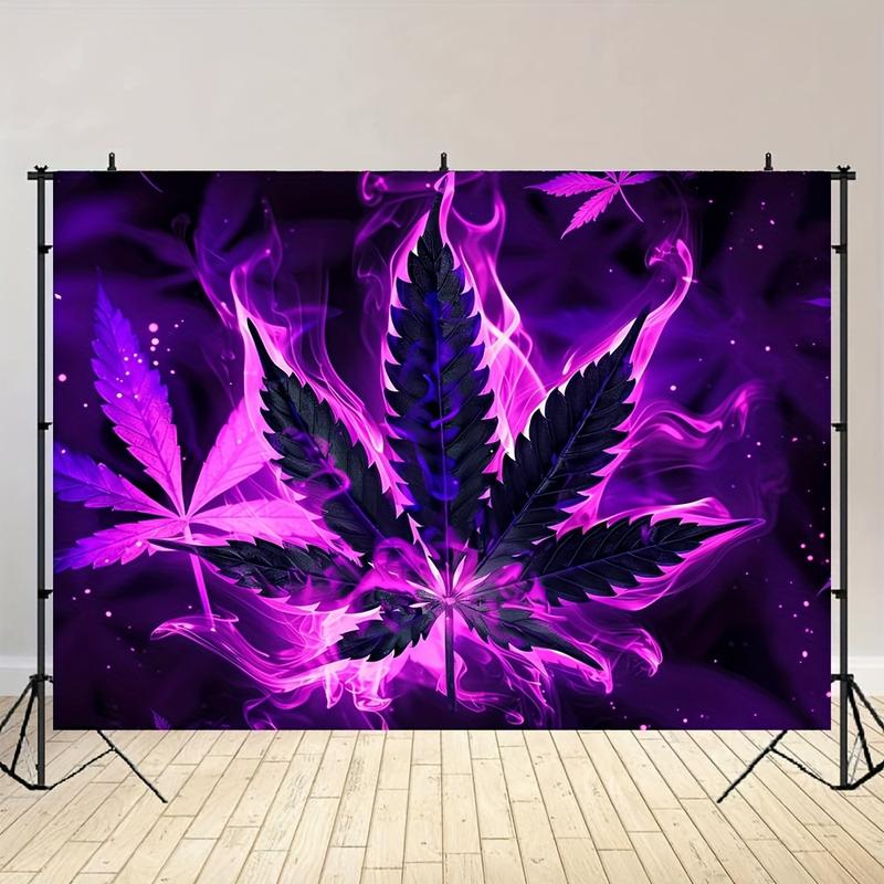 Purple Leaf Fluorescent Tapestry-Fluorescent Polyester Office Decorations for Bedroom, Living Room, Wall Hanging Decoration and Party Atmosphere