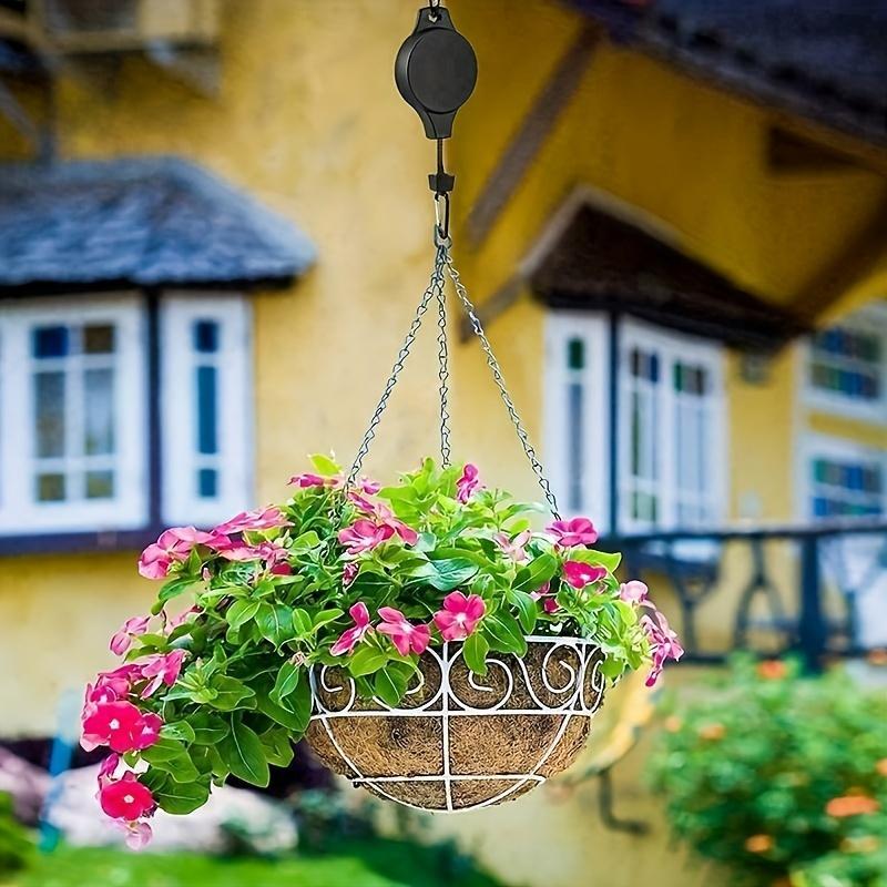 Plant Pulley, 4 Counts Retractable Plant Hanger, Easy Reach Hanging Plant Hanger for Garden Pot, Flower Basket and Bird Feeder