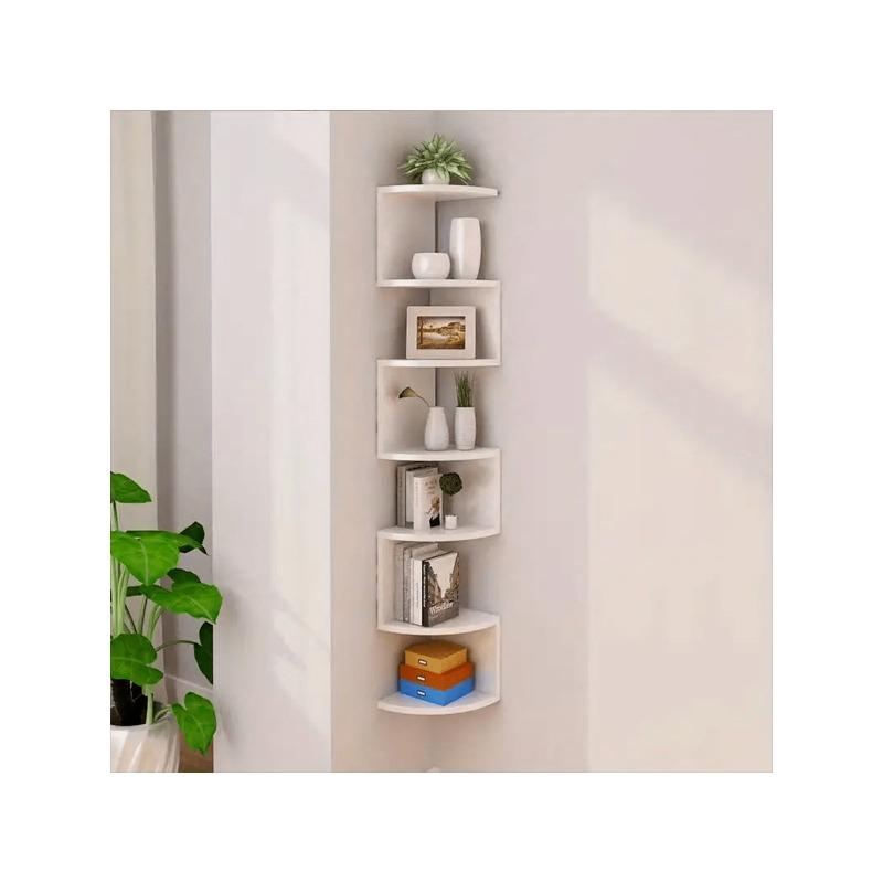 5-Tier Corner Floating Shelf - Wall Mounted Storage Rack For Bathroom, Bedroom, Living Room, Office & Hallway Decor