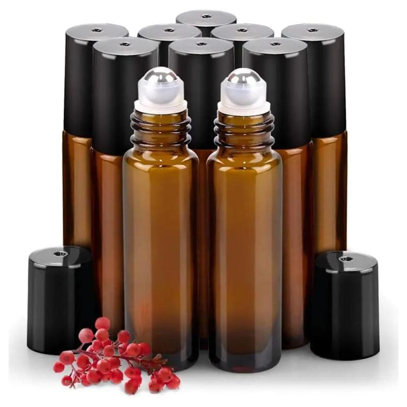 Glass Bottle with Ball (1 Set), Empty Aromatherapy Bottle, Refillable Perfume Bottle for Home & Travel