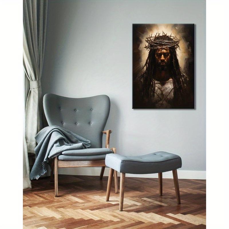 African American Black Jesus Wall Art, Christian Wall Decor, God Jesus Poster rimless