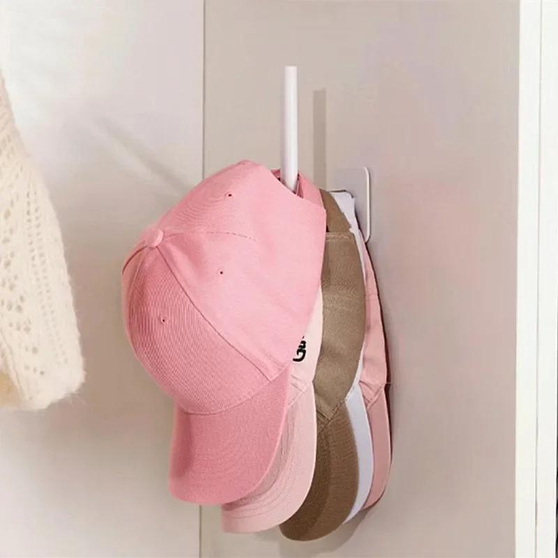 Wall Mounted Hat Hook, 2 Counts Baseball Cap Storage Hook, Hat Organizer, Home Organizer for Living Room Bedroom Bathroom Door Closet, Home Supplies