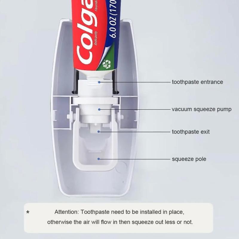 Dust-Proof Toothpaste Dispenser Toothpaste Squeezer Kit (Black) With 5 Slots Wall Mount Toothbrush Holder