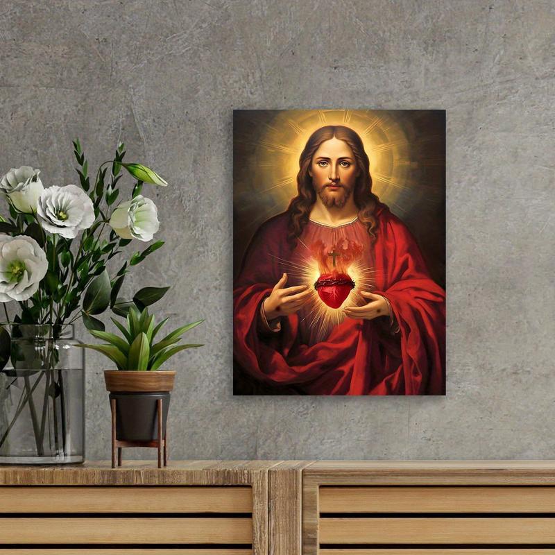 Jesus Wooden Framed Canvas Art - Divine Mercy Religious Wall Decor for Living Room, Home, Anniversary, Birthday - Waterproof Canvas  rimless