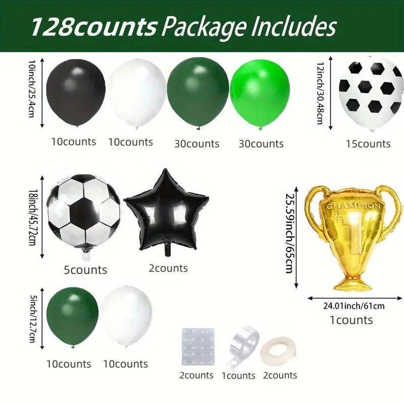 Football Themed Balloon Arch Kit, 128pcs set Mixed Color Balloon Garland Kit, Atmosphere Scene Layout Decoration Supplies for Birthday Party Graduation