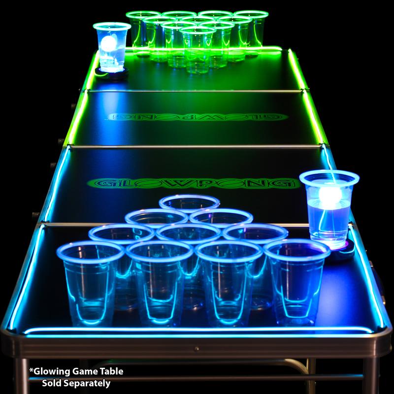 GLOWPONG Glow-in-the-Dark Pong Game Set - Green vs Blue - Includes 24 Glowing Party Cups, 48 Glow Cup Sticks (24 Green + 24 Blue - 2 FULL NIGHTS of gameplay!), 4 GLOWPONG Glowing Game Balls & 1 Patented LED Ball Charging Unit (to make EVERY SHOT GLOW!)