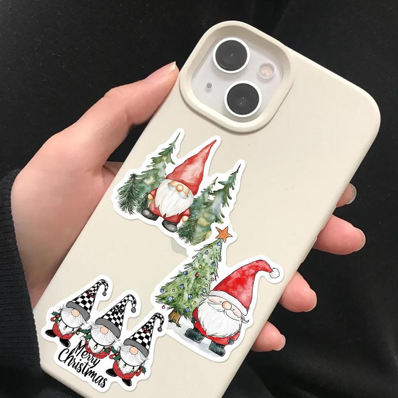 Cute Christmas Gnome Sticker, 50pcs set DIY Decorative Sticker, Waterproof Decal for Car, Phone, Luggage, Skateboard, Scrapbooking