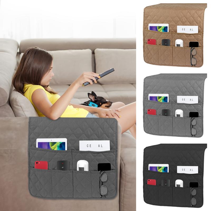 Sofa Armrest Organizer with 6 Pockets Waterproof Armrest Caddy Organizer Reusable Sofa Storage Caddy Washable Armchair Storage Holder Portable Sofa Armrest Caddy for Tablet Magazine Phone 35×19 in