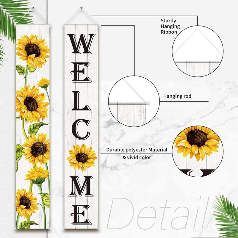 Tall Sunflower Welcome Hanging Door Banner Fall Seasonal Decor Cloth Farmhouse