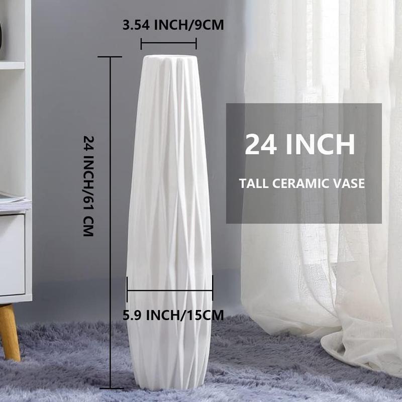 White Tall Floor Vase, 24