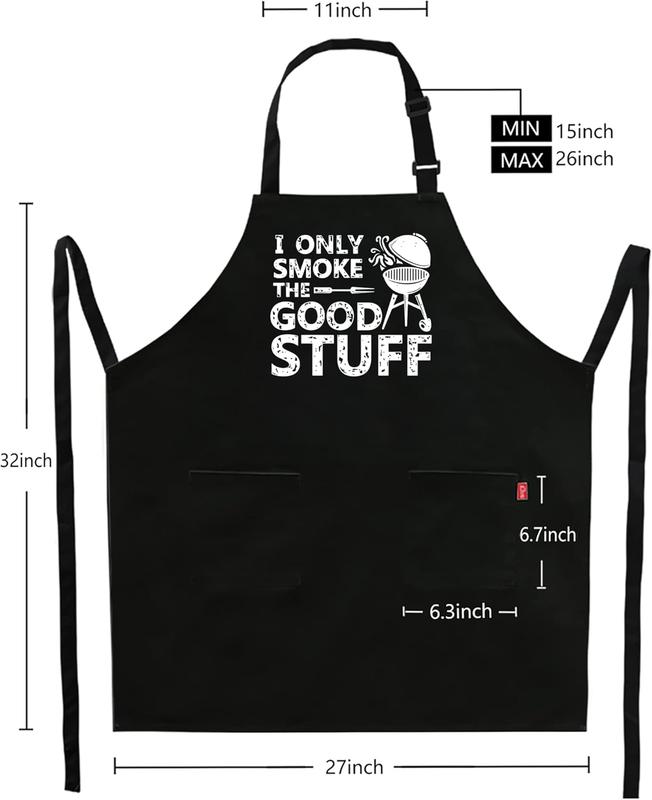 Funny Grill Aprons for Men - I Only Smoke the Good Stuff - Mens Funny Chef Cooking Grilling BBQ Aprons with 2 Pockets - Birthday Fathers Day Christmas Gifts for Dad, Husband, Boyfriend, Him