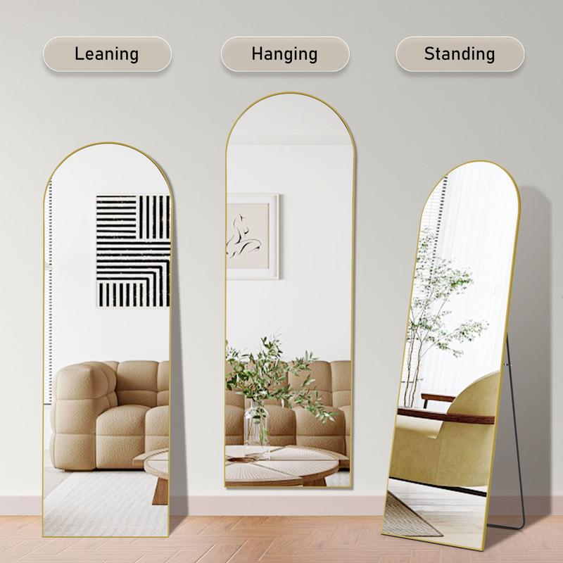 Sweet Furniture Full Length Mirror Body Mirror Floor Standing Mirror Hanging or Leaning Against Wall, Wall Mirror with Stand Aluminum Alloy Thin Frame for Living Room Bedroom Cloakroom Decor