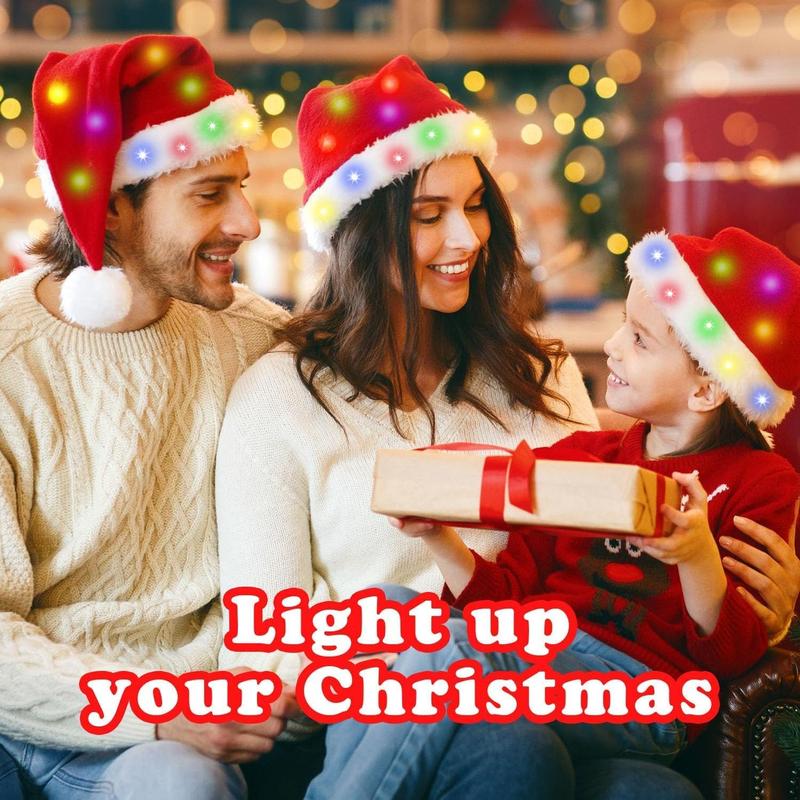 Santa Hats, Oversize Light up Christmas Hats, Large Santa Hat with LED Lights, Flashing Santa Claus Hat for Adults & Kids