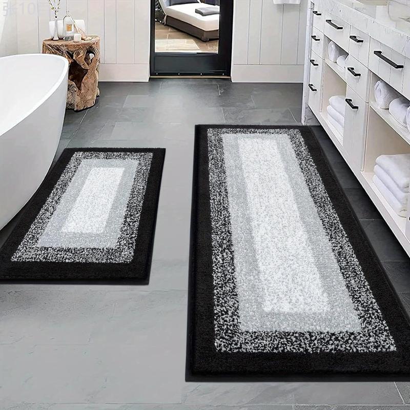 2-Piece Plush Bath Rug Set - Soft, Absorbent, Non-Slip, Shaggy Microfiber Mats with U-Shaped Toilet Mat - Machine Washable, Quick Drying, Anti-Slip Backing, Comfortable, and Easy to Clean for Bathroom