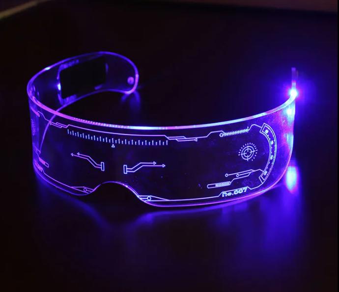 Will light glasses future science and technology sense led network red Tiktok with flash fluorescent bundy photo prop sunglasses Gift Pack