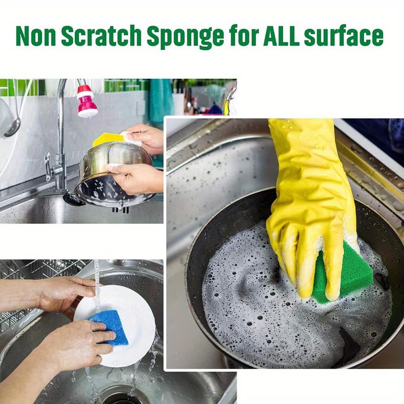 10Pcs Silicone Multi-Purpose Scrub Sponges Scratch-Free Kitchen Bathroom Cleaning Sponges Odor Resistant Cleaning Scrubbers for Home Glass Surfaces Household Dishwashing Tools