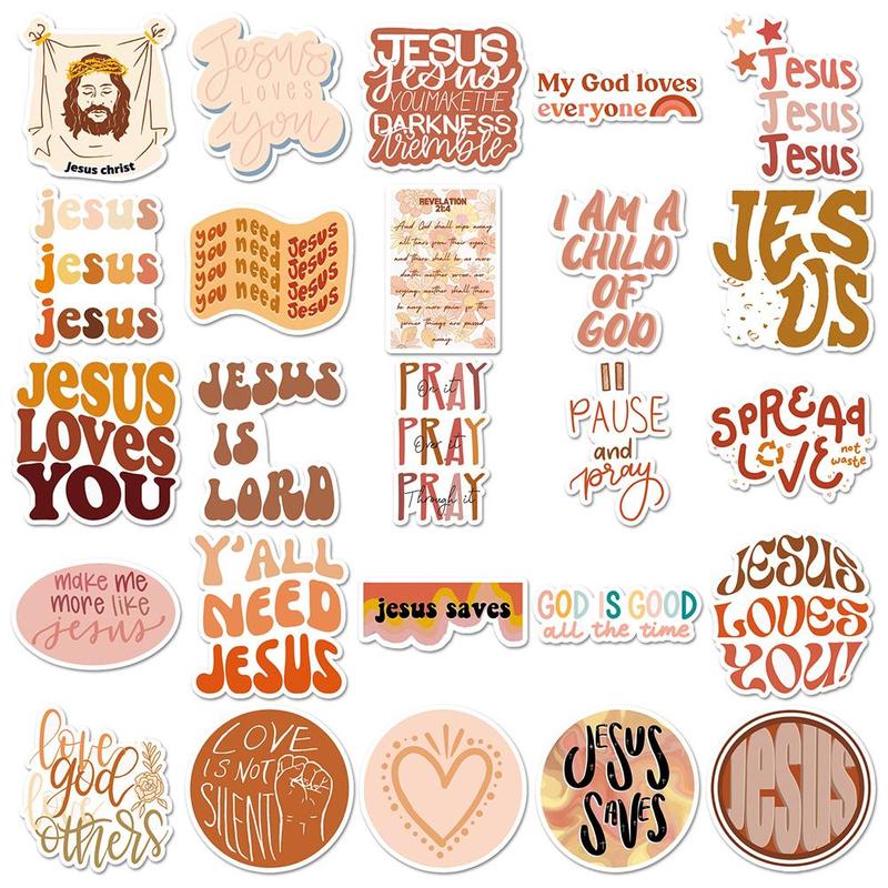 Boho Style Jesus Series Graffiti Sticker, 50pcs set Waterproof Decorative Sticker, DIY Creative Decal for Phone Case, Laptop, Notebook, Helmet