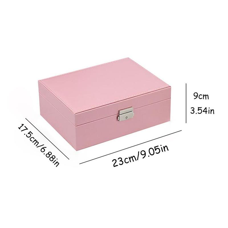 Jewelry Storage Box, 1 Count 2 Layer Large Jewelry Organizer with Mirror, PU Leather Display Jewelry Box, Jewelry Organizer for Women & Girls