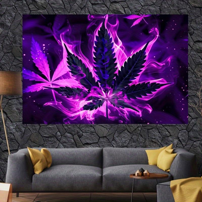 Purple Leaf Fluorescent Tapestry-Fluorescent Polyester Office Decorations for Bedroom, Living Room, Wall Hanging Decoration and Party Atmosphere