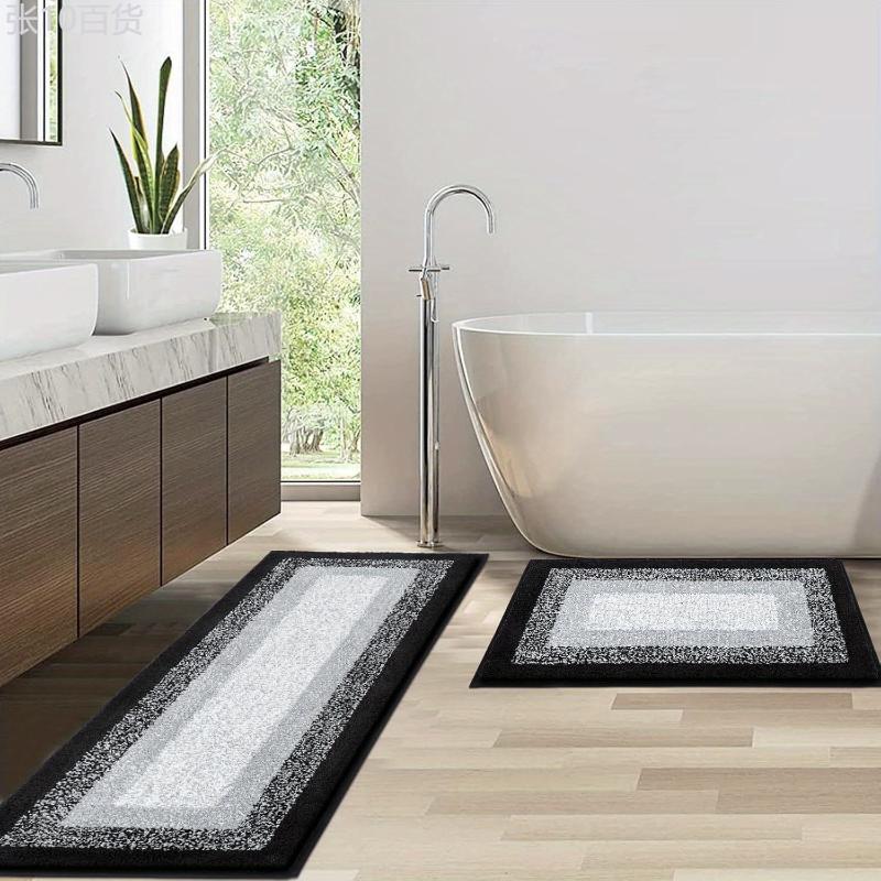 2-Piece Plush Bath Rug Set - Soft, Absorbent, Non-Slip, Shaggy Microfiber Mats with U-Shaped Toilet Mat - Machine Washable, Quick Drying, Anti-Slip Backing, Comfortable, and Easy to Clean for Bathroom