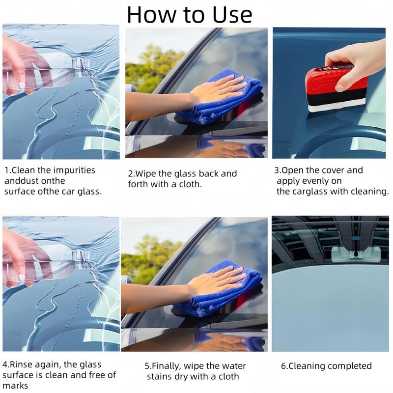 Car Windshield Cleaning Agent, Car Windshield Oil Film Cleaning Brush with Refill Liquid, Rainy Day Anti-fog Cleaning Glass Brush