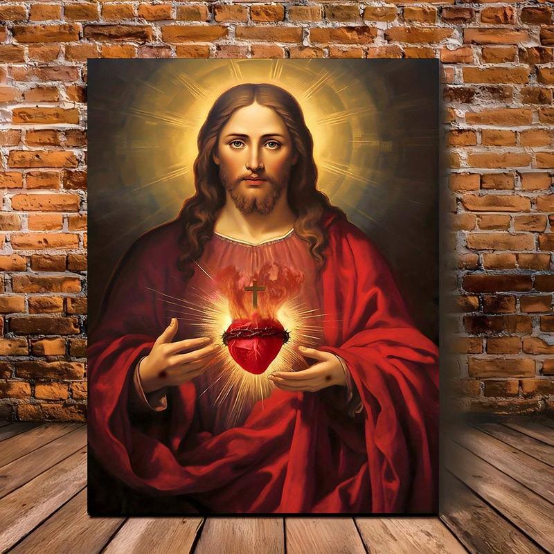 Jesus Wooden Framed Canvas Art - Divine Mercy Religious Wall Decor for Living Room, Home, Anniversary, Birthday - Waterproof Canvas  rimless