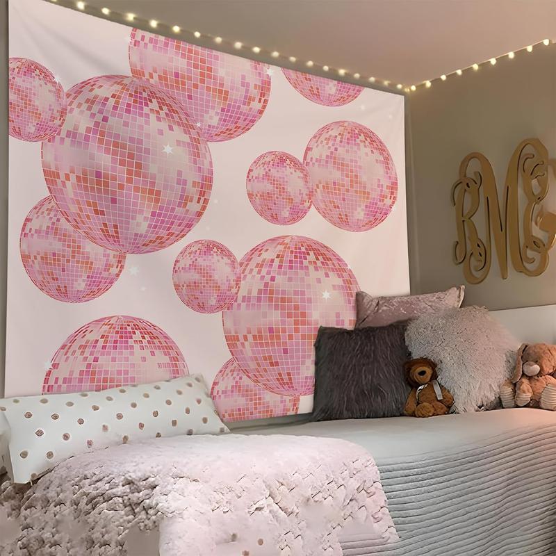 Disco Ball Tapestry Pink Preppy Trendy Retro Aesthetic Tapestry Wall Hanging for Teen Girls Room Bedroom College Dorm, Disco Ball Decor, Pink Wall Decor, Pink Room Decor Aesthetic, 50x60 Inches