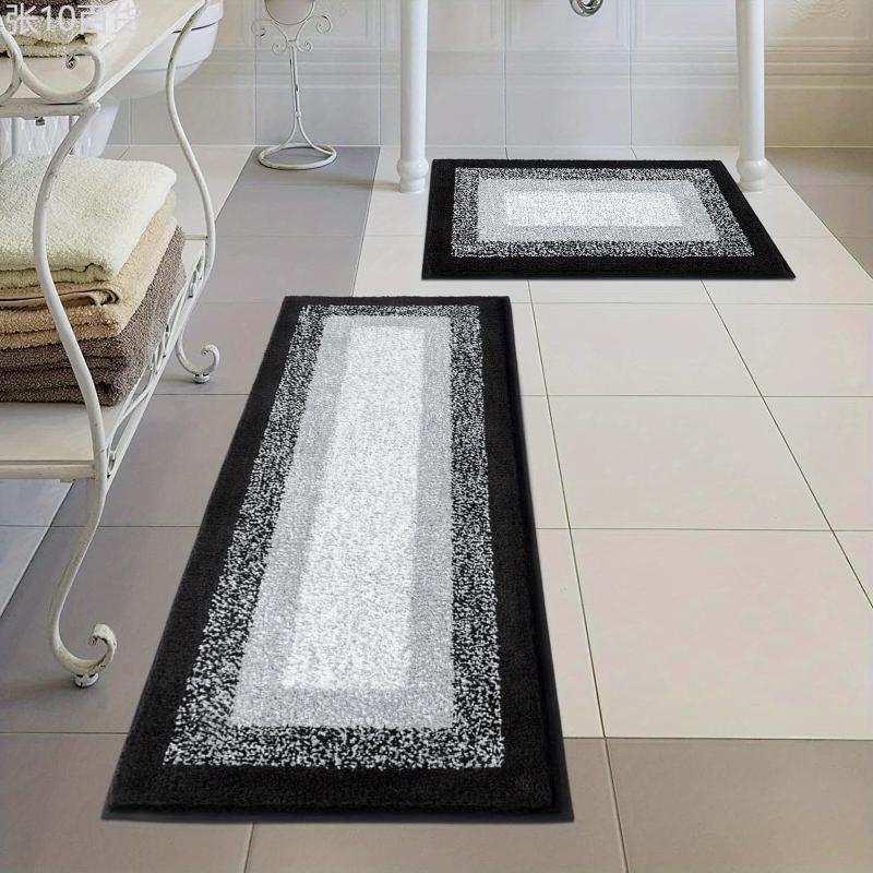 2-Piece Plush Bath Rug Set - Soft, Absorbent, Non-Slip, Shaggy Microfiber Mats with U-Shaped Toilet Mat - Machine Washable, Quick Drying, Anti-Slip Backing, Comfortable, and Easy to Clean for Bathroom