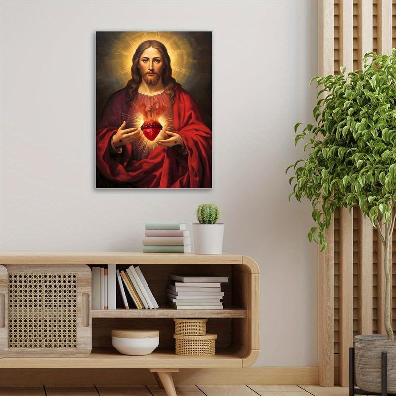 Jesus Wooden Framed Canvas Art - Divine Mercy Religious Wall Decor for Living Room, Home, Anniversary, Birthday - Waterproof Canvas  rimless