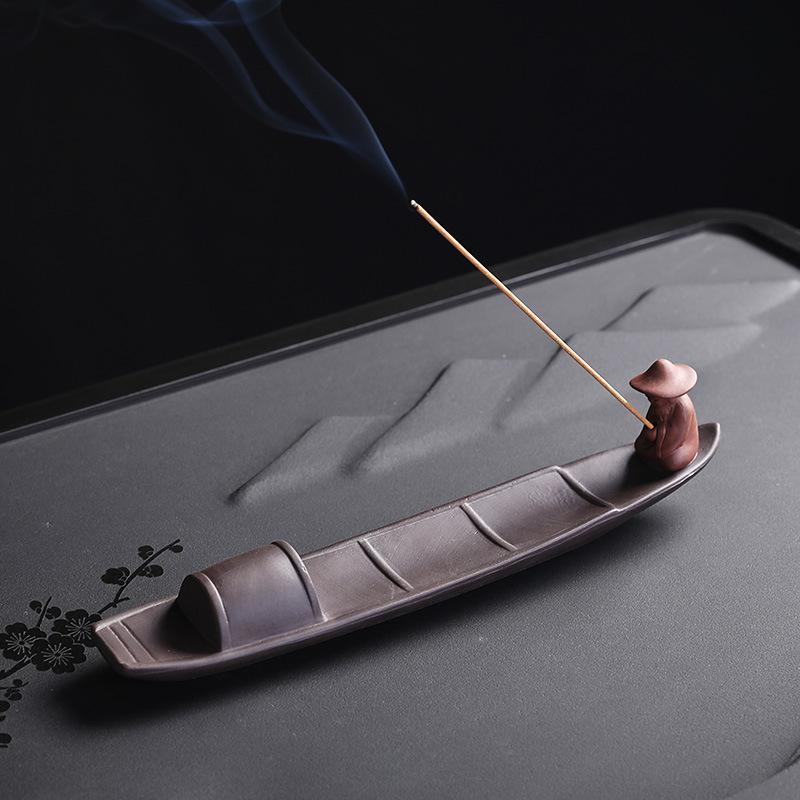 Ramadan Boat Design Incense Holder, 1 Count Ceramic Creative Decorative Incense Burner without Incense, Incense Stand Desktop Ornament for Home Bedroom