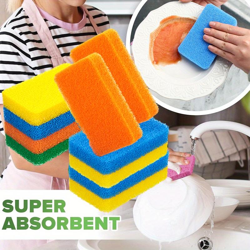 10Pcs Silicone Multi-Purpose Scrub Sponges Scratch-Free Kitchen Bathroom Cleaning Sponges Odor Resistant Cleaning Scrubbers for Home Glass Surfaces Household Dishwashing Tools