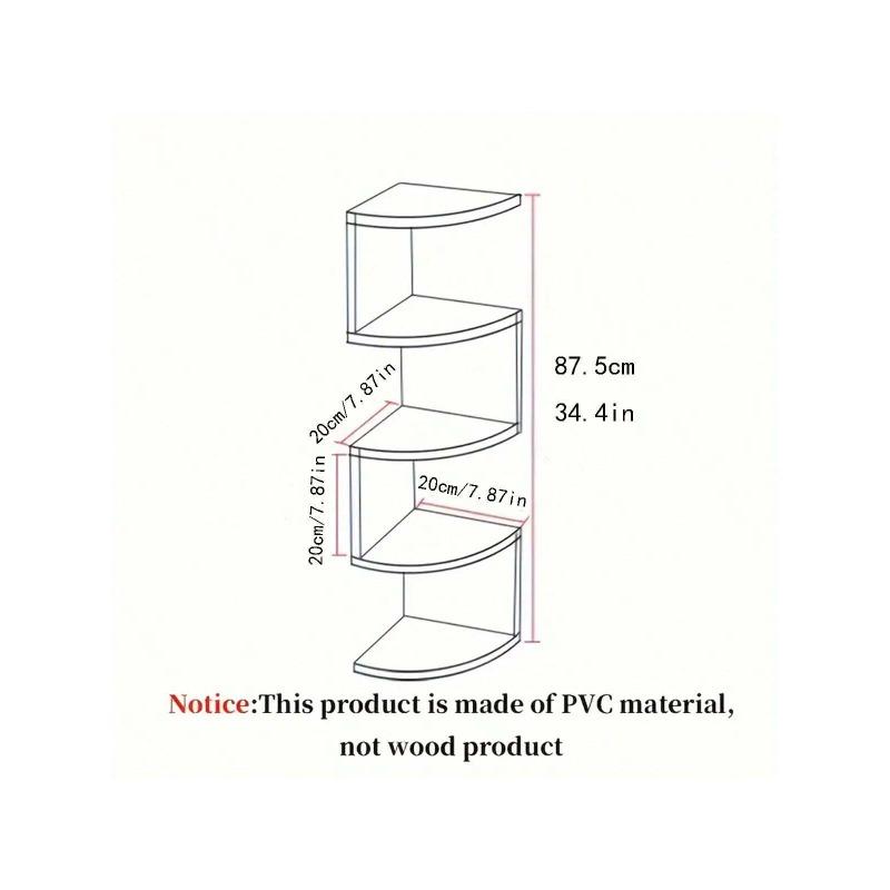 5-Tier Corner Floating Shelf - Wall Mounted Storage Rack For Bathroom, Bedroom, Living Room, Office & Hallway Decor