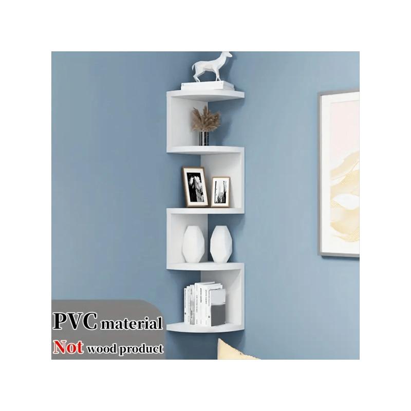 5-Tier Corner Floating Shelf - Wall Mounted Storage Rack For Bathroom, Bedroom, Living Room, Office & Hallway Decor