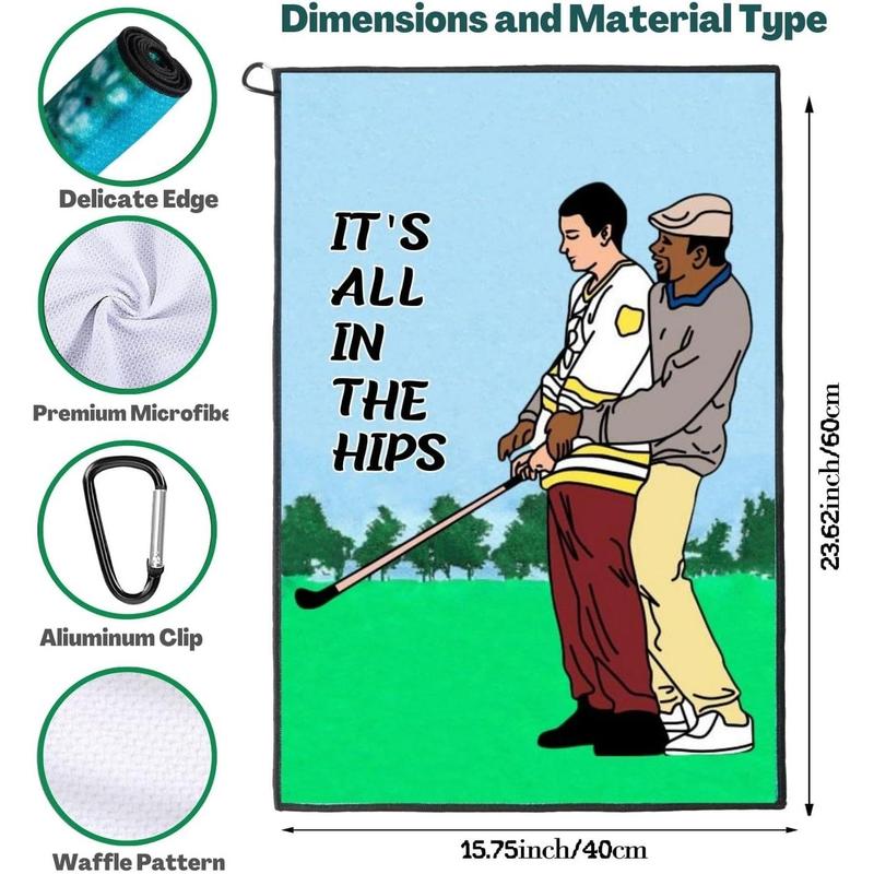 Funny Golf Towel, Printed Golf Towels for Golf Bags with Clip, Golf Gift for Men Husband Boyfriend Dad, Birthday Gifts for Golf Fan - It's All in The Hips