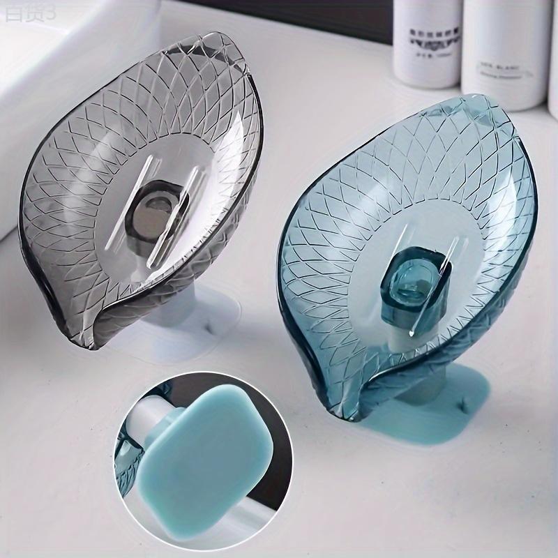 1pc Leaf-Shaped Self-Draining Soap Dish - Oval Plastic Bathroom Accessory for Easy Storage & Organization, Christmas Halloween Gift Decoration