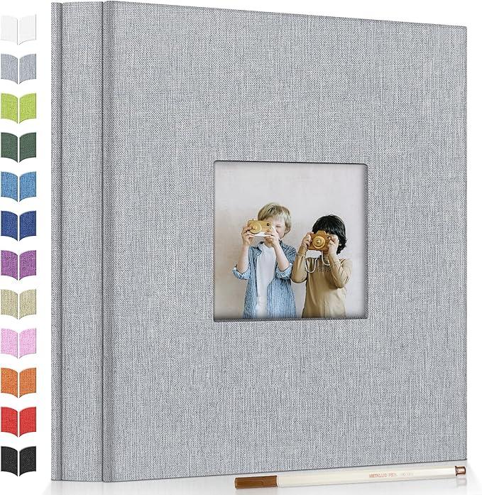 Photo Album Self Adhesive Scrapbook Album for 3x5 4x6 5x7 8x10 Pictures,40 Pages Linen Cover with Photo Book .