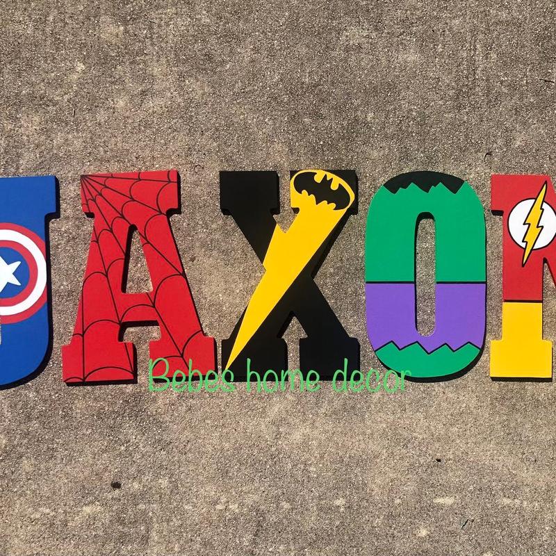 Hand painted superhero letters