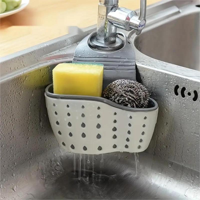 Multifunctional Sink Hanging Drain Storage Basket, Faucet Sponge Holder, Kitchen Storage Basket