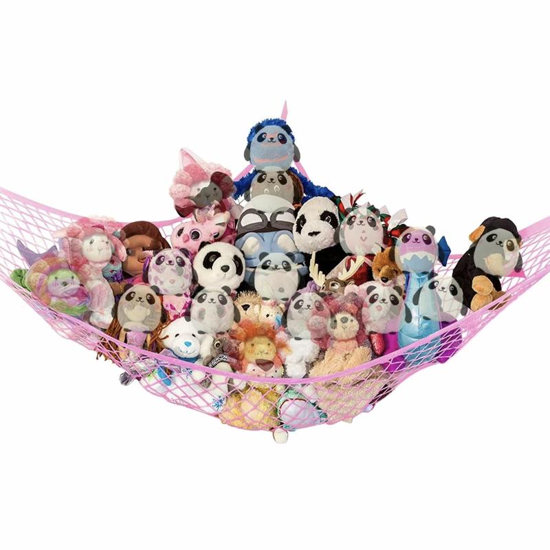 Stuffed Animal Toy Net Hammock for Room Decor, Storage Hammock for Teddy Bear Plush Toys, Hangable Corner Hanging Organizer for Dolls Collection, Easy To Hangwith Anchors & Hooks, Small Space Organizer