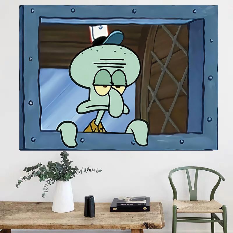 Cartoon Wall Hanging Sponge Bab Squidward Tapestry Flag for Halloween Decoration