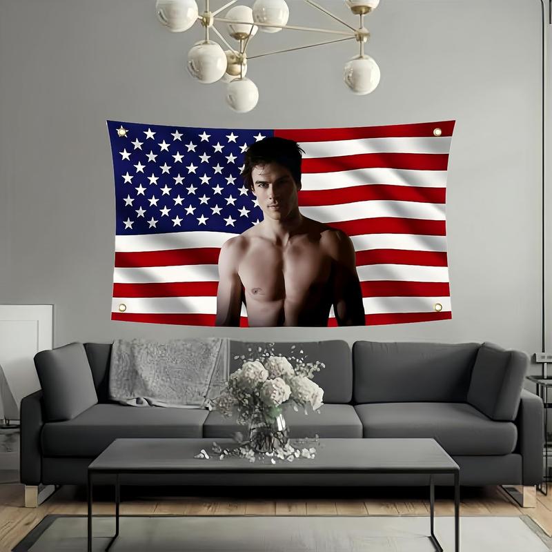 Art Tapestry Damon Wall Hanging Salvatore Flag Ian Tapestry Poster for College Dorm Cave Bedroom Living Room Office Party Decoration merch Somerhalder Fan Gift 36